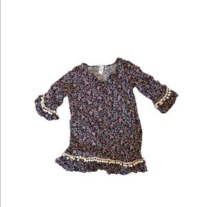 Eberjey Navy Floral Pom Pom Cover Up Size 8